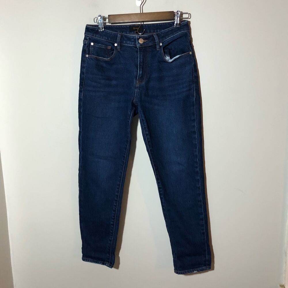 Quince womens jeans comfort stretch mid rise slim boyfriend dark wash 27 organic